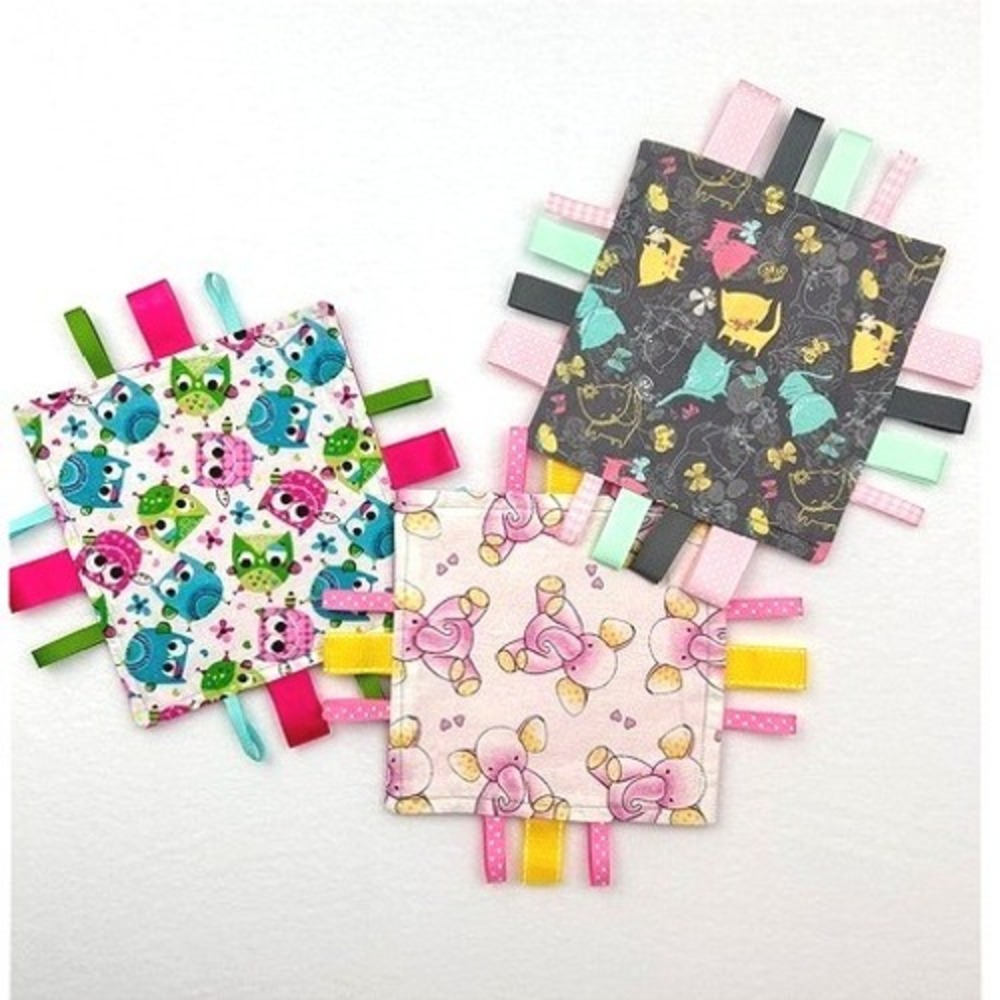 Homemade Sensory Crinkle Tag Loveys Set‎ of 3 100% Cotton - Limited Supply
